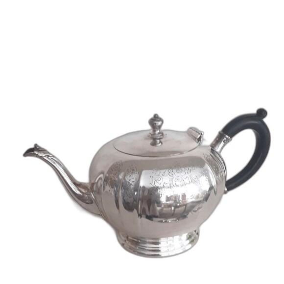 Rare vintage Wm Rogers Gainsborough silverplate teapot black handle 5X10 - Picture 3 of 4